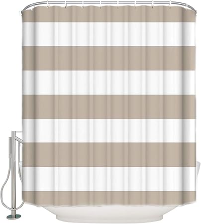 Amazon Com Shower Curtain For Bathroom Light Brown And White