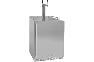 Kegco Kegerator 24" Wide Dual Tap Stainless Steel Undercounter Beer Dispenser HK38SSU-2