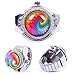 Eachbid Smart Applied Round Child Lady Steel Rainbow Pattern Elastic Quartz Finger Ring Watch Gift