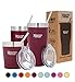 Healthy Human Stainless Steel Tumbler with Straw | Splash Proof Insulated Travel Cruiser Cup | Eco-Friendly Coffee Tumblers with Straws Cleaner & Splash Proof Lid (12oz, Merlot)