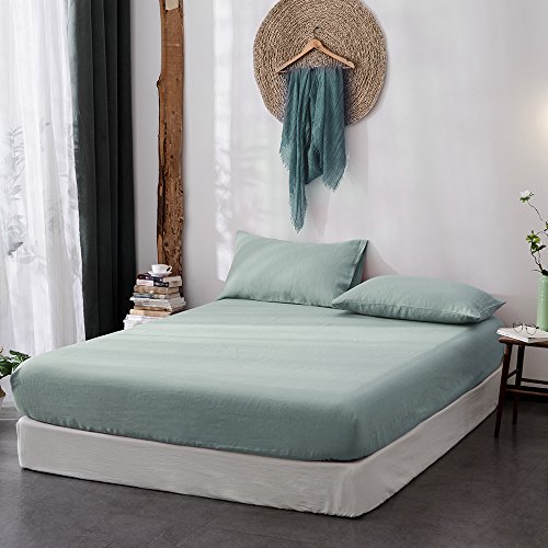 Lausonhouse Luxurious 100% Pure French Linen Sheet Set,Deep Pocket,4 Pieces Bedding Set- Queen