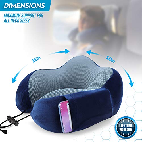 Sierra Concepts Travel Pillow 100 Pure Memory Foam Neck Pillows for Airplane, Traveling, Car