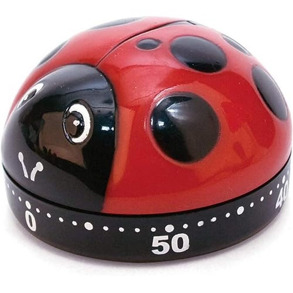 Kikkerland Assorted Ladybugs Kitchen Timer, Stainless Steel, Multi-Colour
