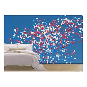Colorful Balloons on The Blue Sky Background - Removable Wall Mural | Self-Adhesive Large Wallpaper - 66x96 inches