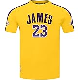 Pro Standard Mens NBA Los Angeles Lakers Lebron James #23 Classic Player Short Sleeve Taping Tee Yellow/Purple M