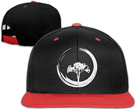 Tree and Zen Circle-1 Men's Adjustable Snapback Hip Hop Dad Hat Cap Flat Brim Red Baseball Cap for Men Women