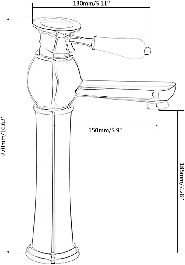 Classic Tall Counter Top Basin Mixer Tap Chrome Single Lever Monobloc