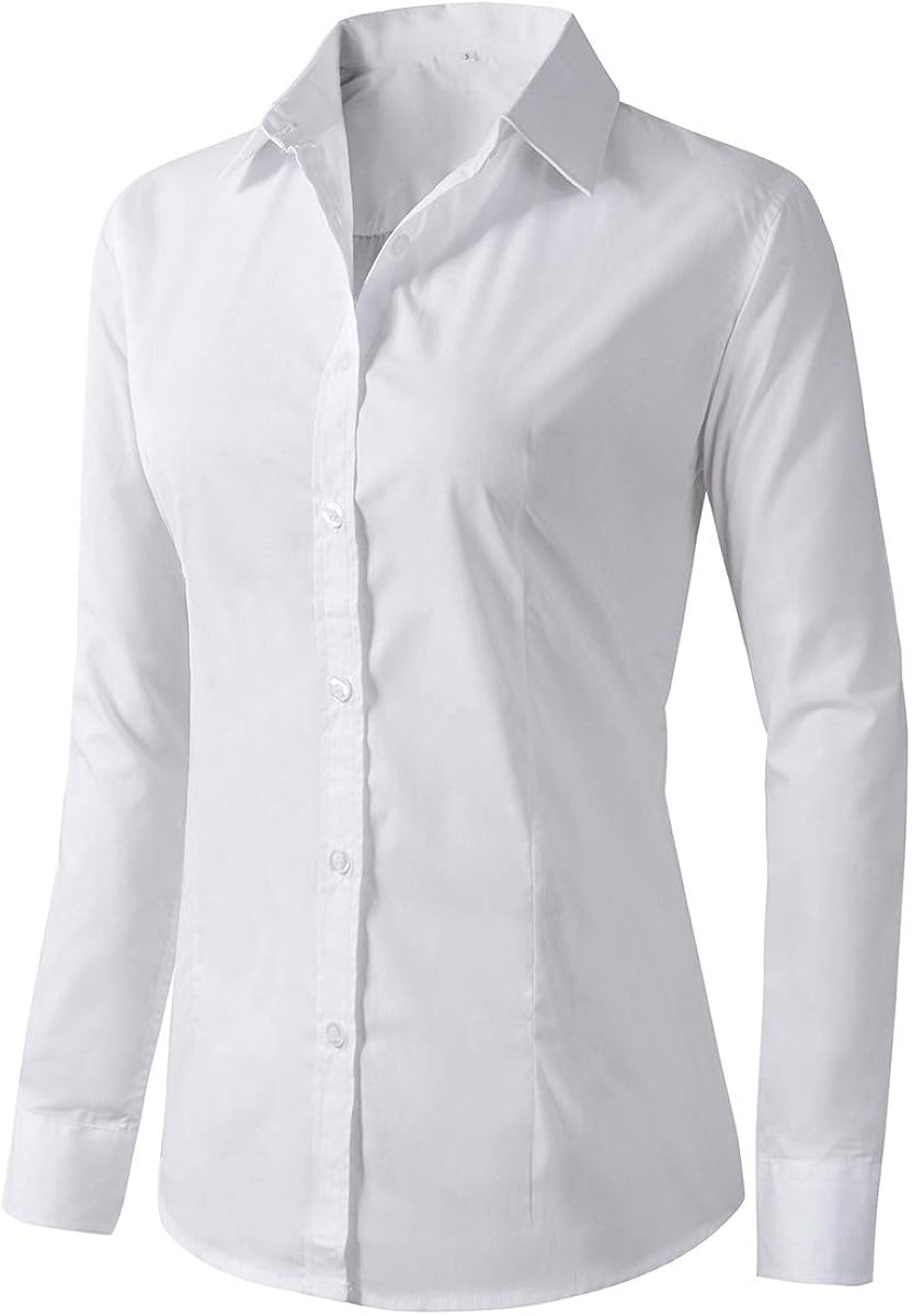 Beninos Women's Formal Work Wear White Simple Shirt at  Women’s Clothing store