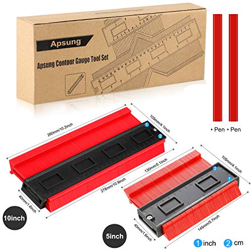 4 in 1 Contour Gauge, Apsung Profile Shape Duplicator, Precisely Measure Copy Ruler Contour Duplicator, Easy Cutting Irregular Shapes for Tiling Laminate Wood Marking Tool 10 Inch and 5 Inch - Thumbnail 6