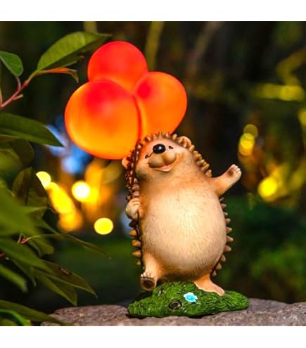 Smadeer Solar Hedgehog Garden Statue Lights – Resin Hedgehog Figurine For Outdoor Decor, Patio Yard Lawn Ornament, Gift For Women Mom Grandma (6.3x4.9x7.6 Inches)