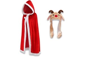 Celebrigo Hat with Moving Ears(Whisker) & Dress up Red Cloak Set - Perfect for Kids, Women - Funny Christmas Gifts