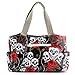 Anladia Cartoon Skull and Roses Oilcloth Shoulder Bag Canvas Strap Women Handbag