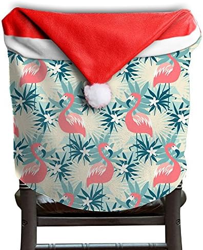 Christmas Chair Covers Flamingo Christmas Prints Red Chair Back Covers Slipcover Polyester And Velvet 19.6"