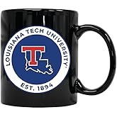 R and R Imports Louisiana Tech Bulldogs 12 oz Black Ceramic Coffee Mug Officially Licensed Circle Design Single