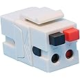 DIYTECH Speaker Keystone Jack – Spring Loaded Speaker Jack for Keystone Wall Plate, Female to Female, for Home Theater Wall Plates - White (1 Pack)