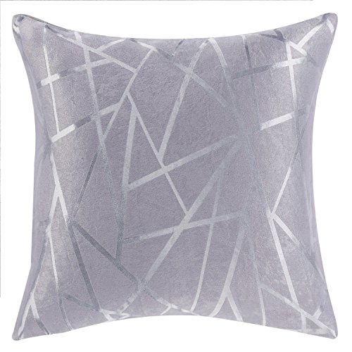 MICHELE HOME FASHION Modern Style Grey Striped Polyester Geometric Decorative Pillow Cover Beige/Grey/Purple Pillow Covers (18"X18)