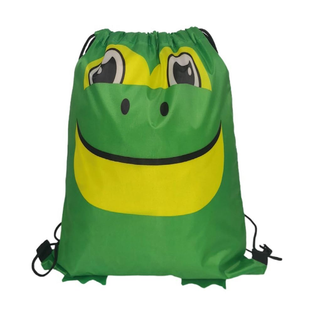 Creative Cartoon Animal Beach Bag, Portable Swimsuit Backpack, Drawstring Storage Bag for Shell Sea Pool Toy (Frog)