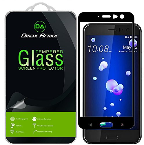 Dmax Armor- HTC U11 [Tempered Glass] Screen Protector, (Full Screen Coverage) With Lifetime Replacement Warranty (Black)