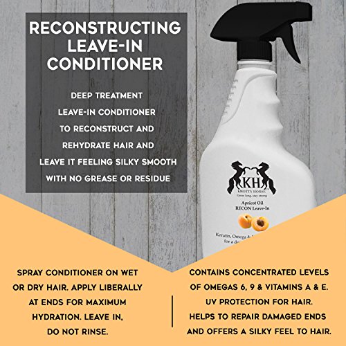 Knotty Horse RECON Leave-In Conditioner with Apricot Oil for Horses — Reconditioning and Reconstructing Treatment that Repairs, Softens and Strengthens for Healthy and Shiny Horse Hair — 20 oz Bottle