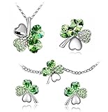 BodyJ4You Four Leaf Clovers Set Necklace, Earrings in Gift Box, Jewelry Set 18 inches Necklace