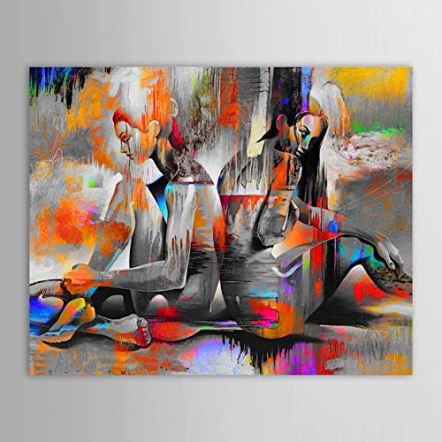 ERQINGYH Calligraphy Oil Painting Unframed Hand Painted Oil Painting Canvas Abstract Nude Girls Painting For Living Room Bedroom Decor Original Artwork