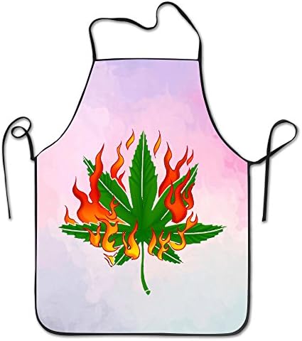 Marijuana Weed Leaf In The Fire Apron Cool Master