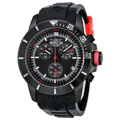 Invicta Men's 11747BYB Pro-Diver Chronograph Black Dial Black Polyurethane Watch