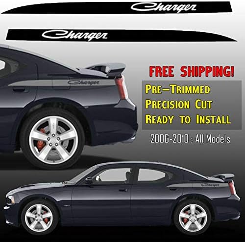 2006-2010 Dodge Charger Rear Quarter Panel Side Stripes Decal Kit | Classic Script 06 07 08 09 10