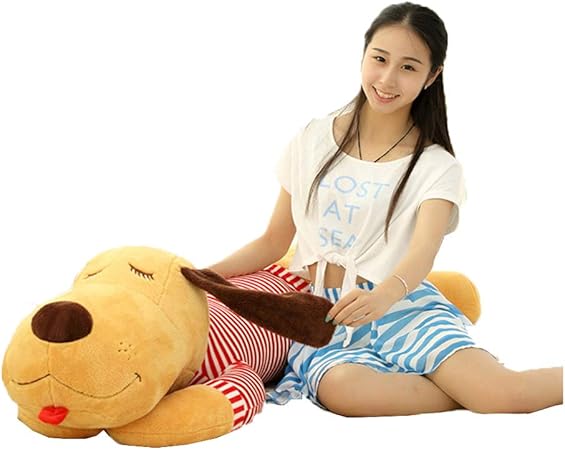 Amazon もうほうきょう 可愛い 短い豪華なハイエナ 人形人形 おもちゃ 縞模様の犬 まくら 人形 漫画の犬 ギフトギフト 赤と白 60cm ぬいぐるみ おもちゃ