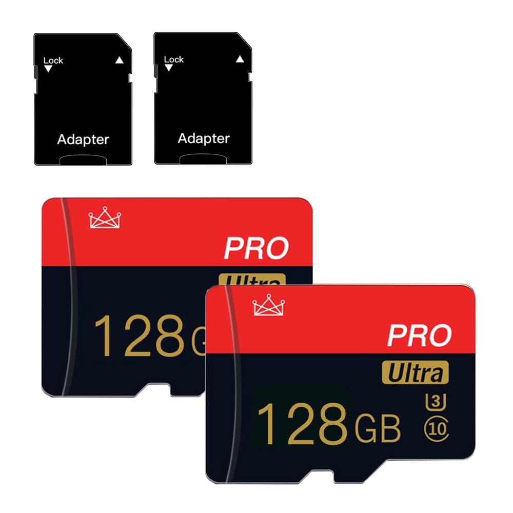 2 Pack Micro Memory Card 128GB Class 10 with Adapter High Speed Memory Card for Tablet,Drone