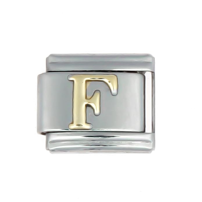 AKKI Charms Italian Gelaserte Alle Buchstabe Alphabet für Armband Classic,Silber Schmuck Italy Edelstahl Links Glider Kult mo
