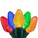 C7 LED Faceted Multicolor Prelamped Light Set, Green Wire - 25 C7 Multi Color LED Christmas Lights, 8