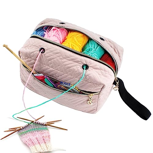 MYBAGZING Small Crochet Bag Organizer - Knitting Bag - Yarn Storage Organizer - Yarn Bag for Crocheting - Yarn Holder for Crochet Accessories, Knitting Needles, Crochet Hooks, Knitting Gifts