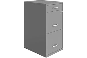 Hirsh Industries Space Solutions 18in Deep 3 Drawer Metal File Cabinet Arctic Silver, Letter Size, Fully Assembled