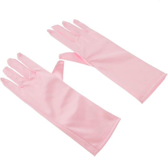 Amazon Co Jp 手袋 子供 正式なストレッチ ナイロン ロングフィンガー グローブ 子供 パーティー ピンク 服 ファッション小物
