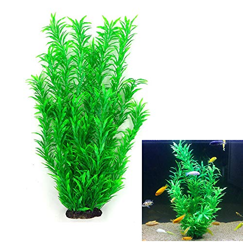 donau Green Large Aquarium Plants Plastic Fish Tank Plants Artificial Aquairum Decor 15 Inches
