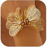 MOEEIJEW Chunky Gold Bangle Bracelets for Women Flower Cuffs Bracelets Arm Cuffs Wide Hammered Bangle Jewelry