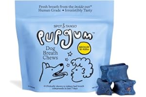 Spot & Tango PupGum Dog Dental Chews for Fresh Breath & Teeth Cleaning – Clinically Proven Plaque & Tartar Control – Human-Grade, Vet-Developed Dental Care Treats for Dogs 16-40lbs – Made in USA