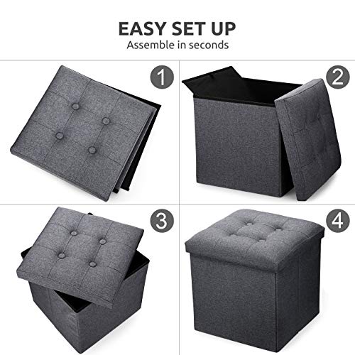 Vigamimn 15" Cube Ottoman Stool Folding Storage Ottoman Foot Rest Stool