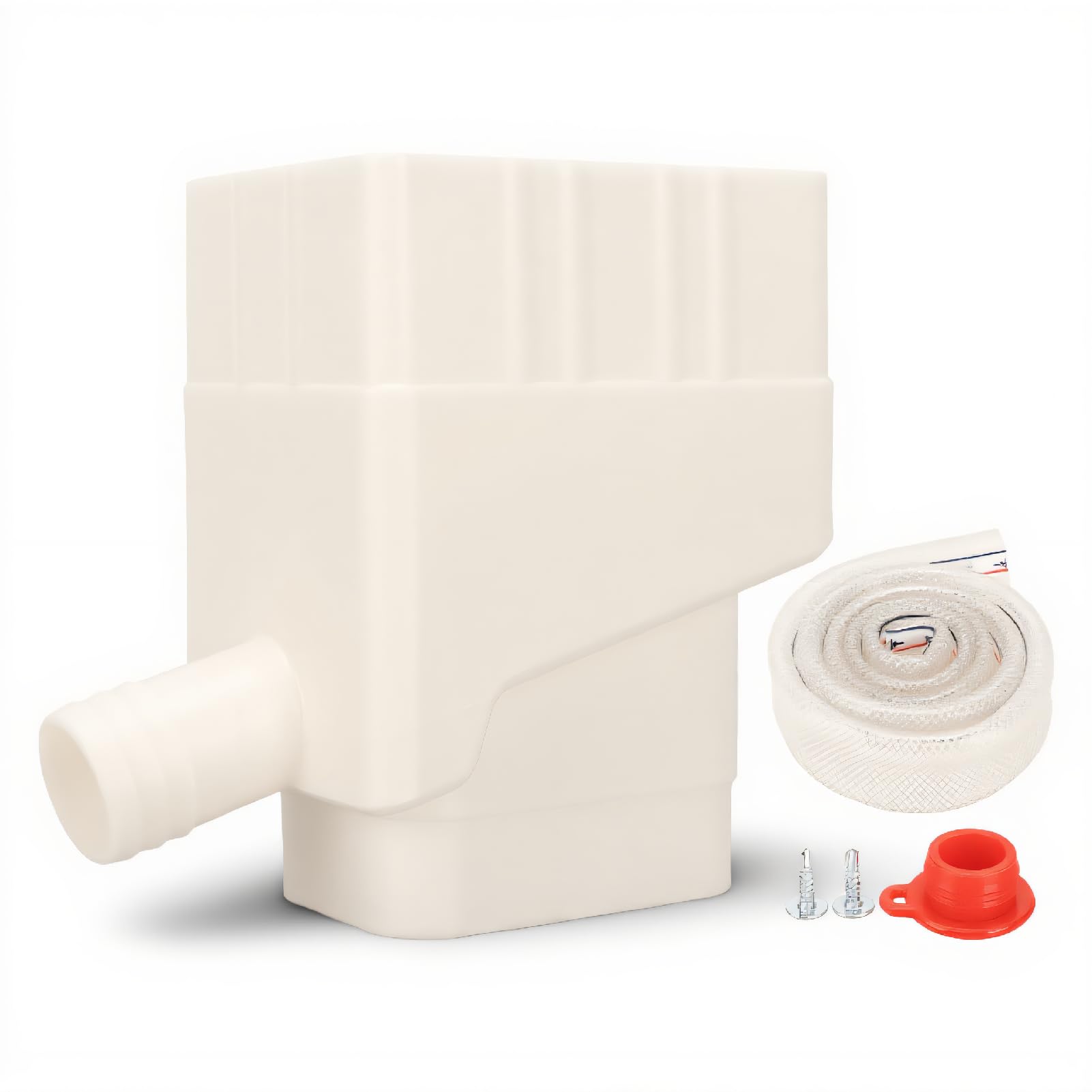 Topiky Rainwater Collection System, Rain Barrel Diverter Kit, Reusable Standard Downspout Water Rainwater Collection Diverter with Trimmable 40in Hose for Lawn Garden (White)