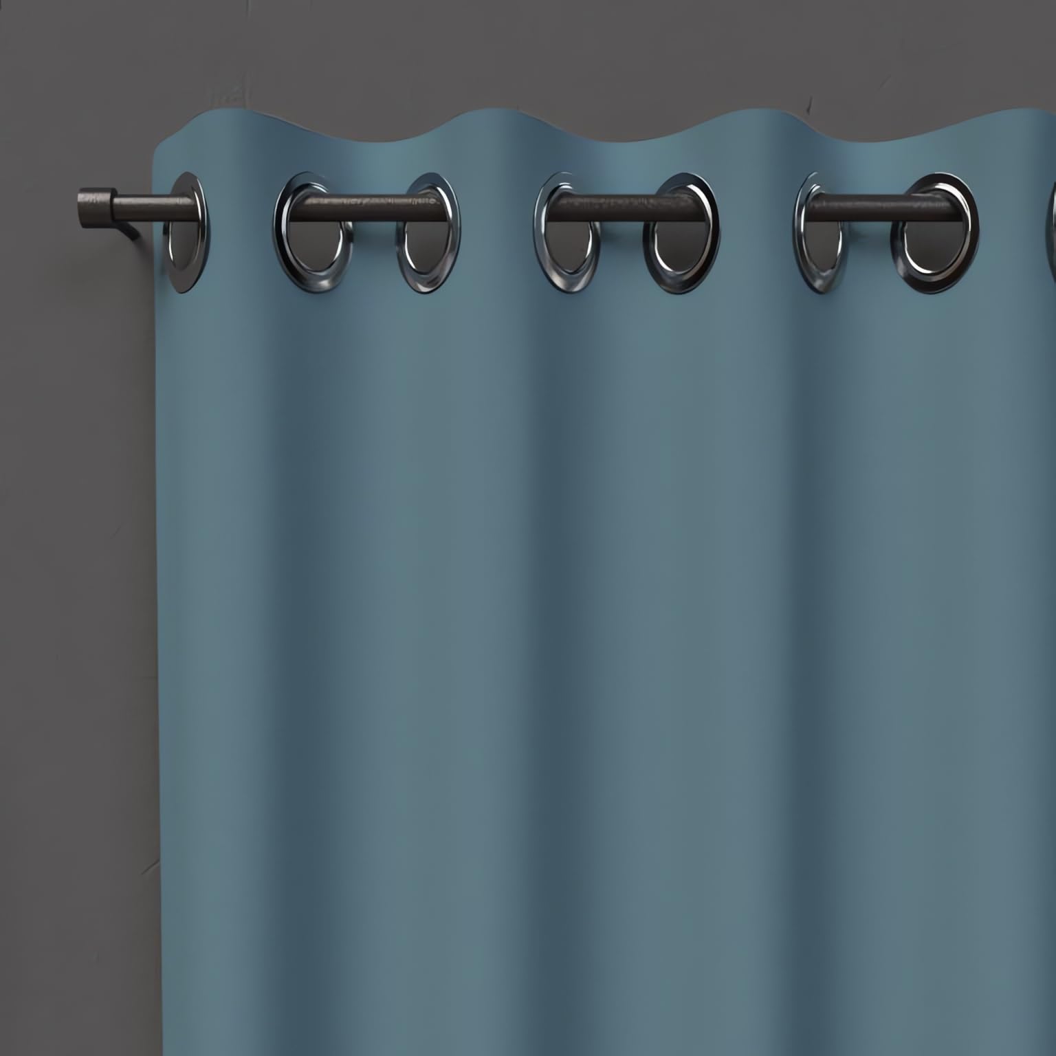 Soleil d'ochre Eyelet Curtain, Blue, 135 x 250 cm