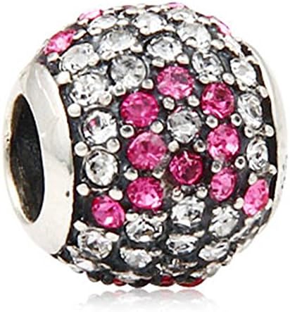 Choruslove Pave Lights Austrian Crystal with Awareness Ribbon Charm 925 Sterling Silver Bead for European Bracelet