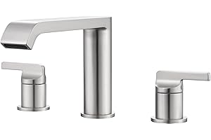 SITGES Brushed Nickel Roman Tub Faucet,Solid Brass High Flow Widespread Bathtub Faucet with Two Lever Handles,Deck Mount Tub Filler with Brass Valve, cUPC Certified Water Supply Lines Assembly