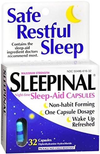 Sleepinal Sleep-Aid Capsules Maximum Strength, 32 ea (Pack of 6)