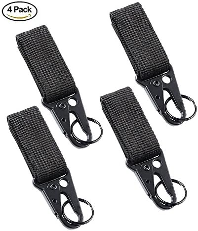 Yunneihe 4 PCS Tactical Molle Key Ring - Nylon Webbing Keychain - Gear Key Keeper for Molle Bags Belt Webbing Attachment Strap - Black