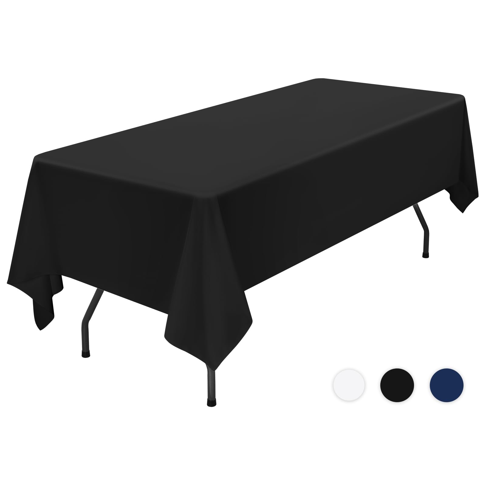 Showgeous Black Tablecloths Rectangular Polyester Tablecloth for 6ft Rectangle Tables Washable Black Fabric Table Covers for Wedding Banquet Restaurant Buffet Parties Camping(153x260cm)