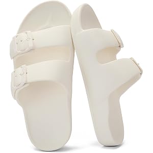 SUITSER Womens Comfortable Arch Support Beach Sandals Waterproof Eva Slides | Adjustable Double Buckles,Quick Dry,Summer Walk