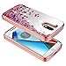 Moto G4 Case w/[Full Cover Tempered Glass Screen Protector], NageBee Glitter Liquid Quicksand Waterfall Flowing Sparkle Shiny Bling Girls Cute Case for Motorola Moto G 4th Gen - Electroplate Rose Gold