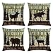 MOMIKA Decorative Linen Throw Pillow Covers Vintage Background Wildlife Elk Moose Bear Deer Pine Tree Forest Pillowcase Cushion for Home Sofa Office Decor Square 18