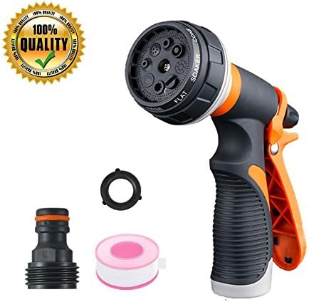 COSTOM Garden Hose Nozzle 8 Pattern Watering Spray Nozzle,Heavy Duty High Pressure Washer for Watering Plants, Cleaning, Car Washing and Showering Dog &amp; Pets,Gun Pistol Grip Trigger, Leaking-proof